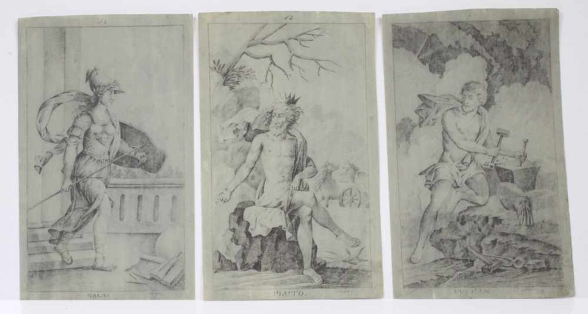 12 Blätter mit Darstellungen aus der griechischen und römischen Mythologie. 18. Jh.Zeichnungen auf - Bild 2 aus 4