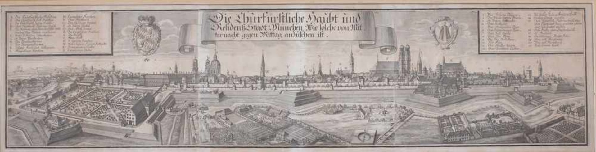 München. 18. Jh."Die Churfürstliche Haubt und Residenz Stadt München, Wie solche von Mitternacht