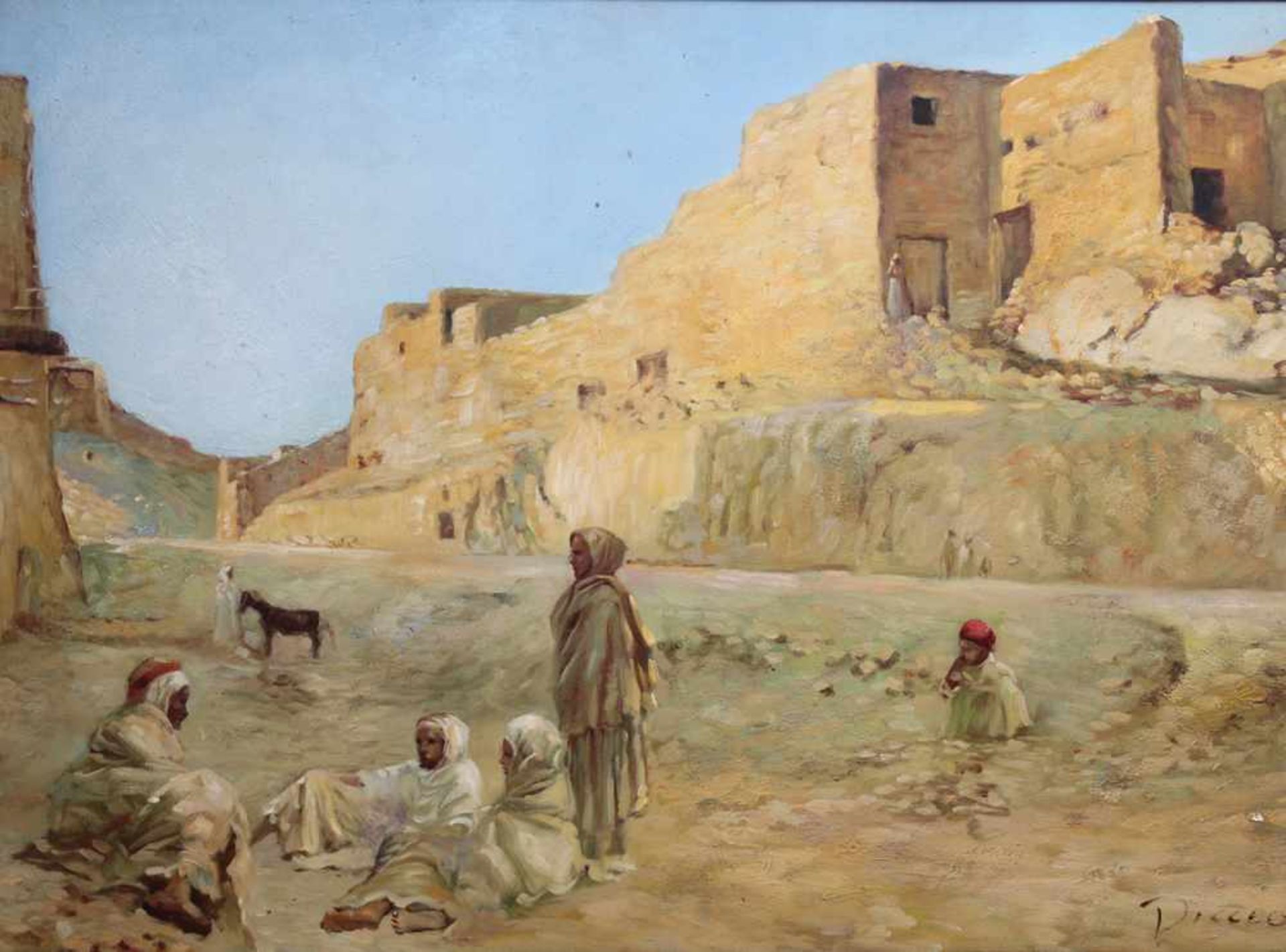 Unbekannt, 20. Jh.Nordafrikanische Landschaft. Rechts u. undeutlich sign. Öl/Lwd. H: 50 x 68 cm.