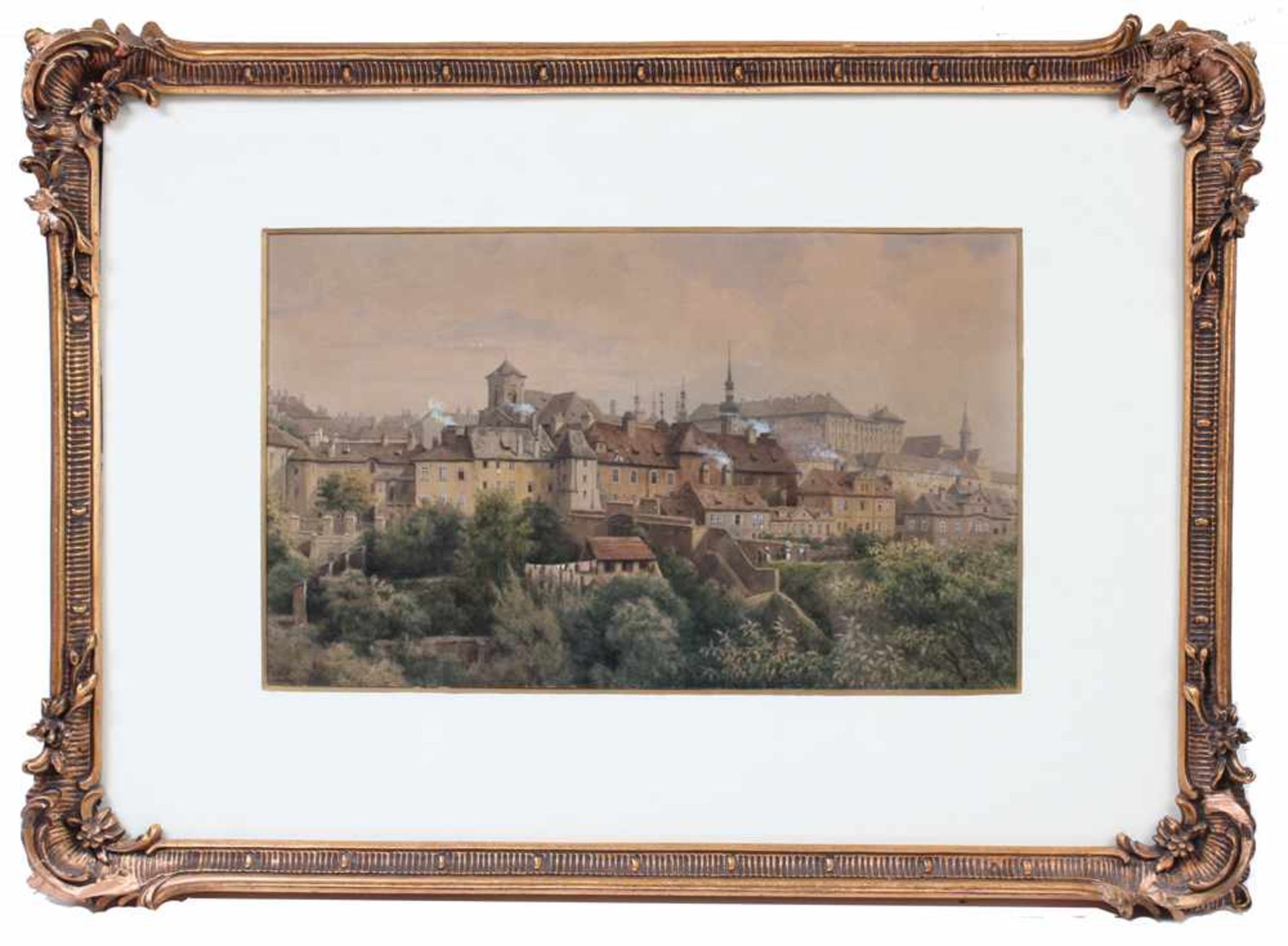 Perko, Anton. Schloss Burgstall /Steiermark 1833 - 1905 Ragusa.Blick über Wien mit der Hofburg. - Bild 2 aus 2