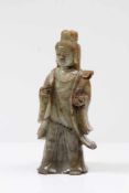 Jadefigur.China, 19. Jh. Weibliche Figur. H: 24,5 cm.