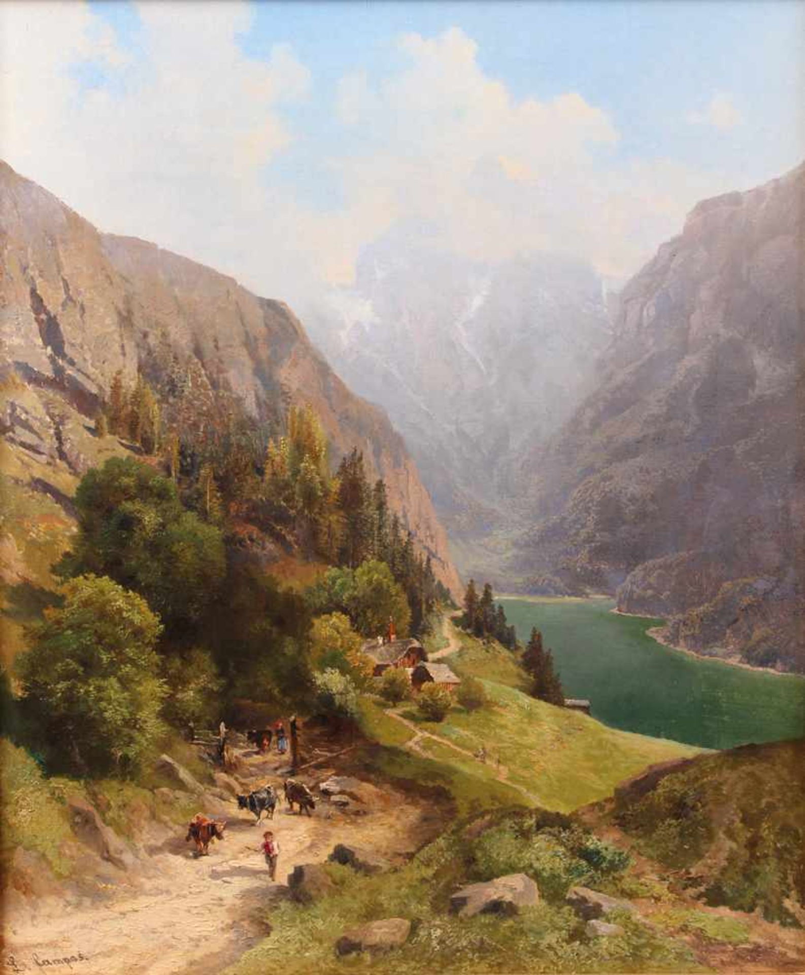 Campos, Luis Maria de. Cadiz 19. Jh."Partie in Tirol". Öl/Lwd. Links u. sign. H: 57 x 48 cm.