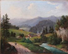 Unbekannt, 20. Jh.Alpenlandschaft. Verso betitelt "Sigmund Kapelle Mariazell". Öl/Lwd. H: 55 x 68