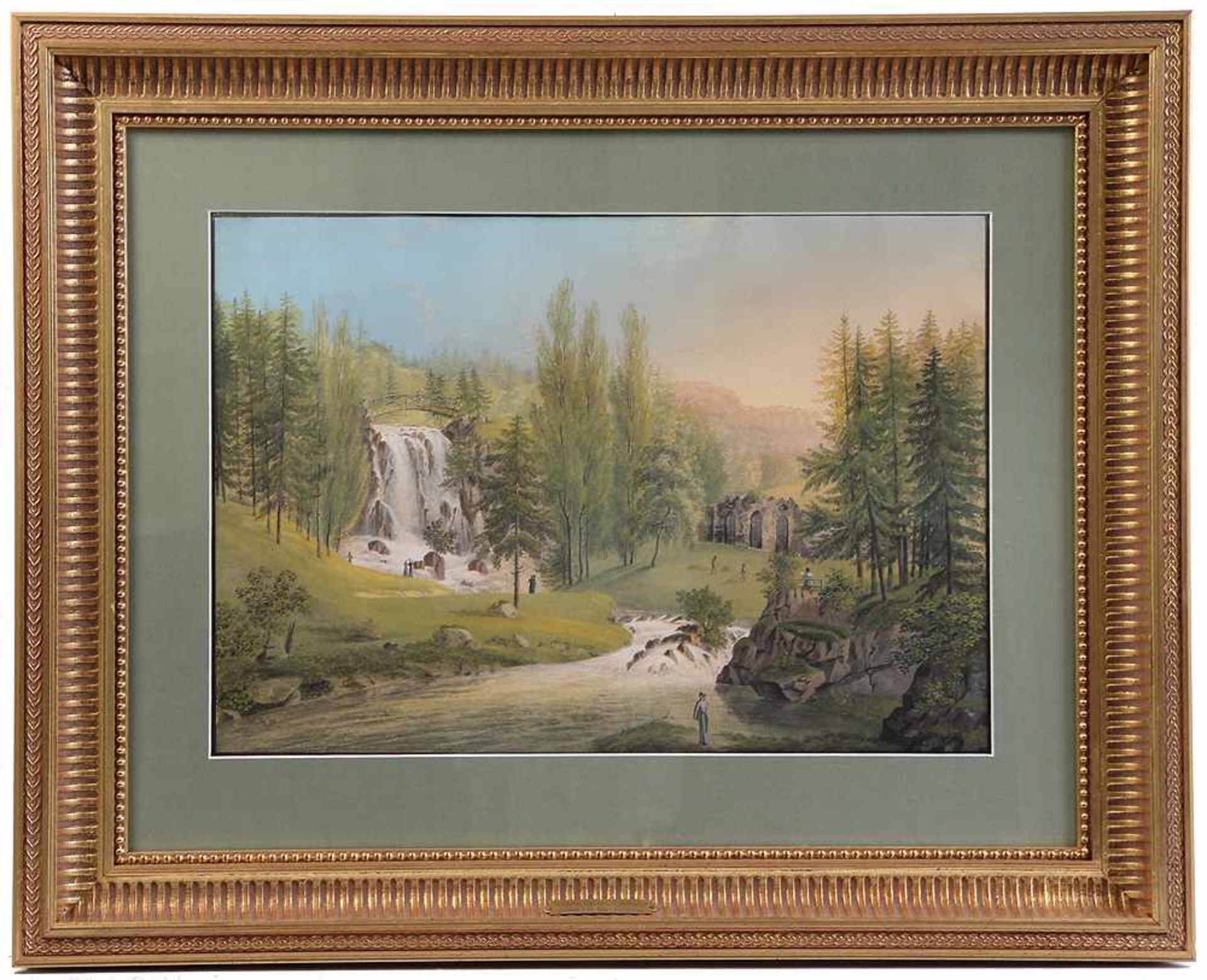 Bleuler, Joh. Heinrich. Zollikon 1787 - 1823 Feuerthalen.Gouachierte Lithografie. Grotte. Rechts - Bild 2 aus 2