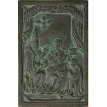 Bronzetafel Marienkrönung Anfang 19.Jh., nach einem gotischen Vorbild, im Relief, mit schöner