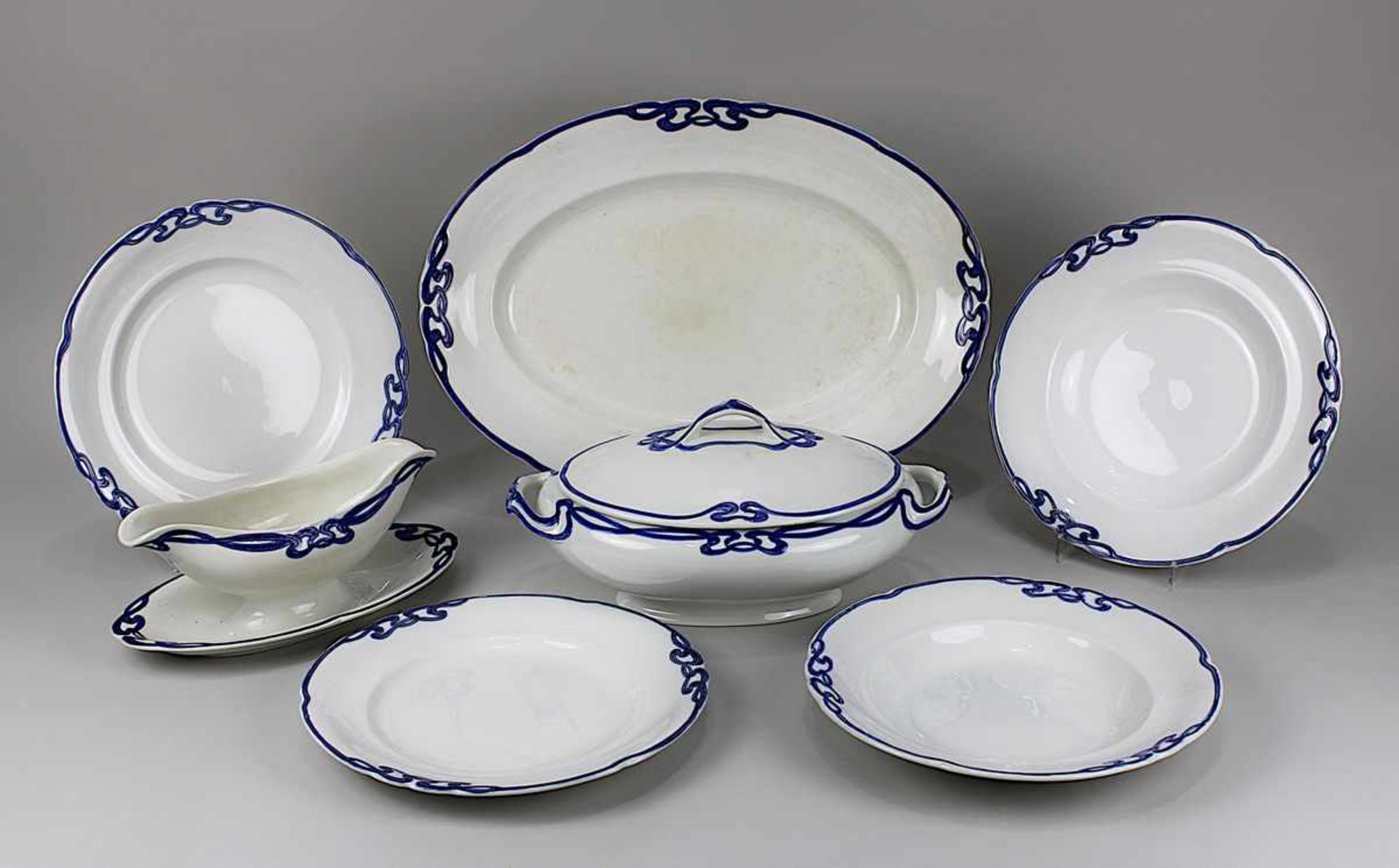 Villeroy &Boch Jugendstil- Essservice, V &B Dresden, Modell Blaue Olga bzw. Pommern Blau, wurde