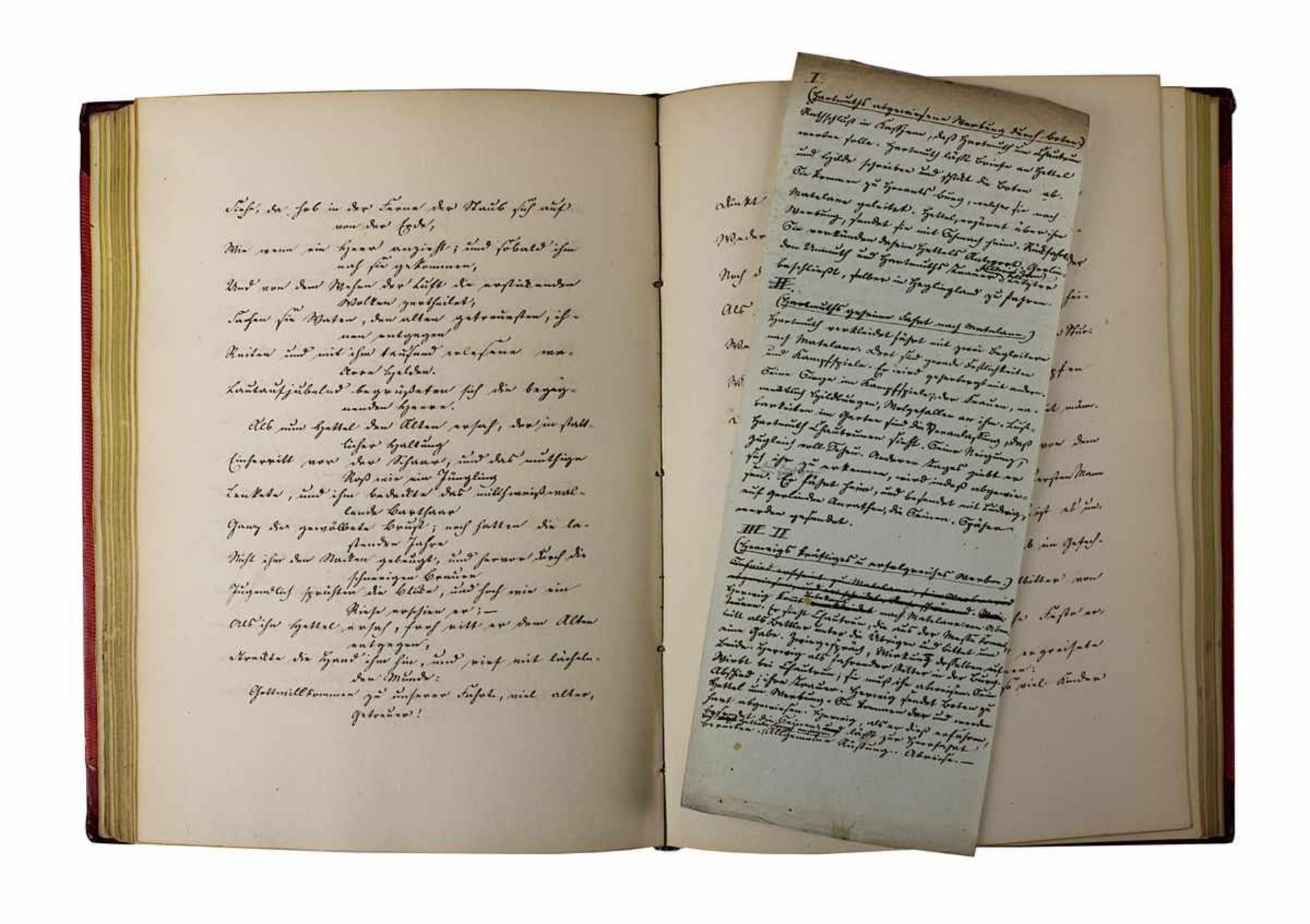 2 handgeschriebene Bücher, deutsch 19. Jh., das eine betitelt "Die Auburger", das zweite betitelt "