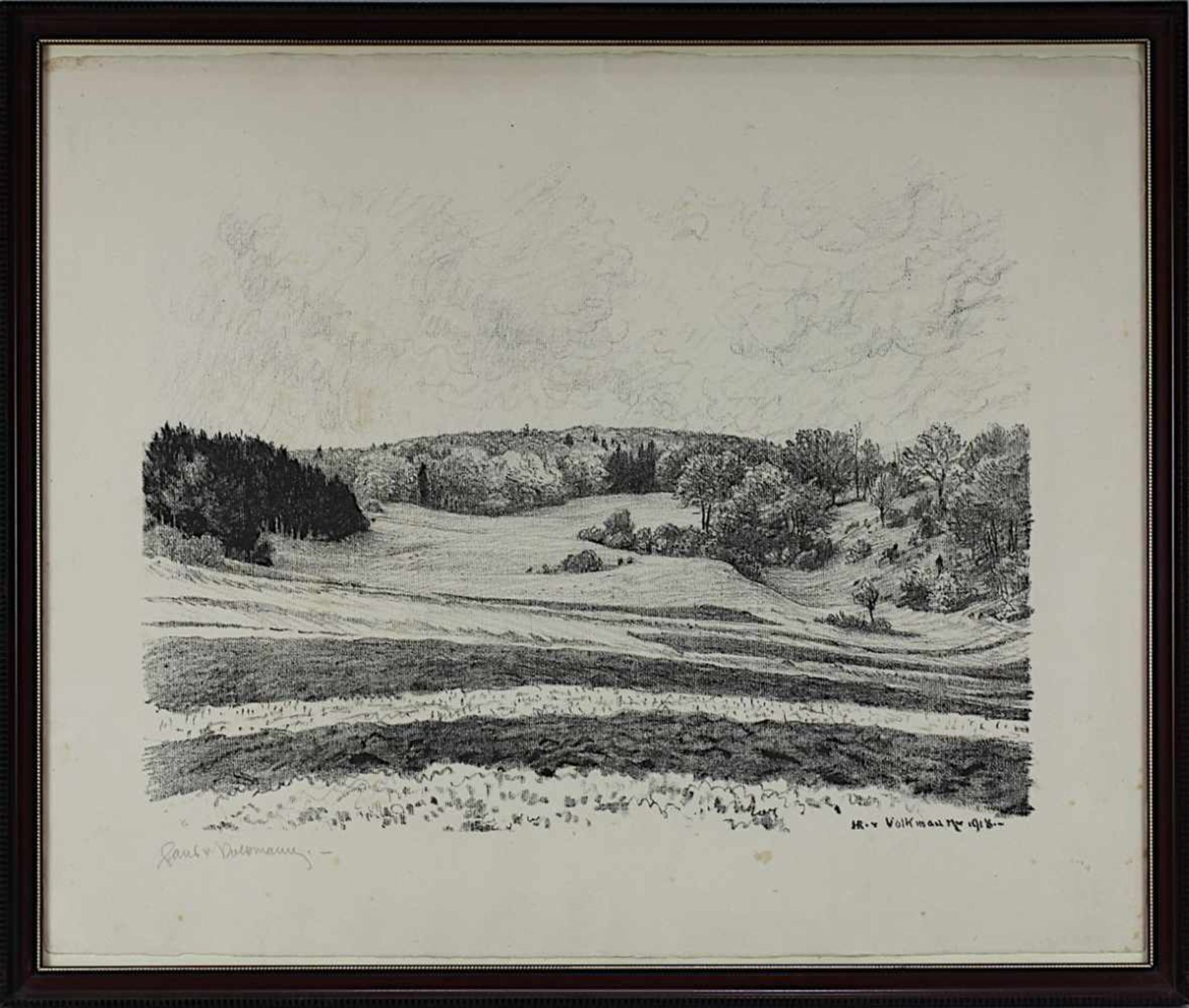 Von Volkmann, Hans (1860 Halle - 1927 Halle), Hügelige, baumbestandene Landschaft,