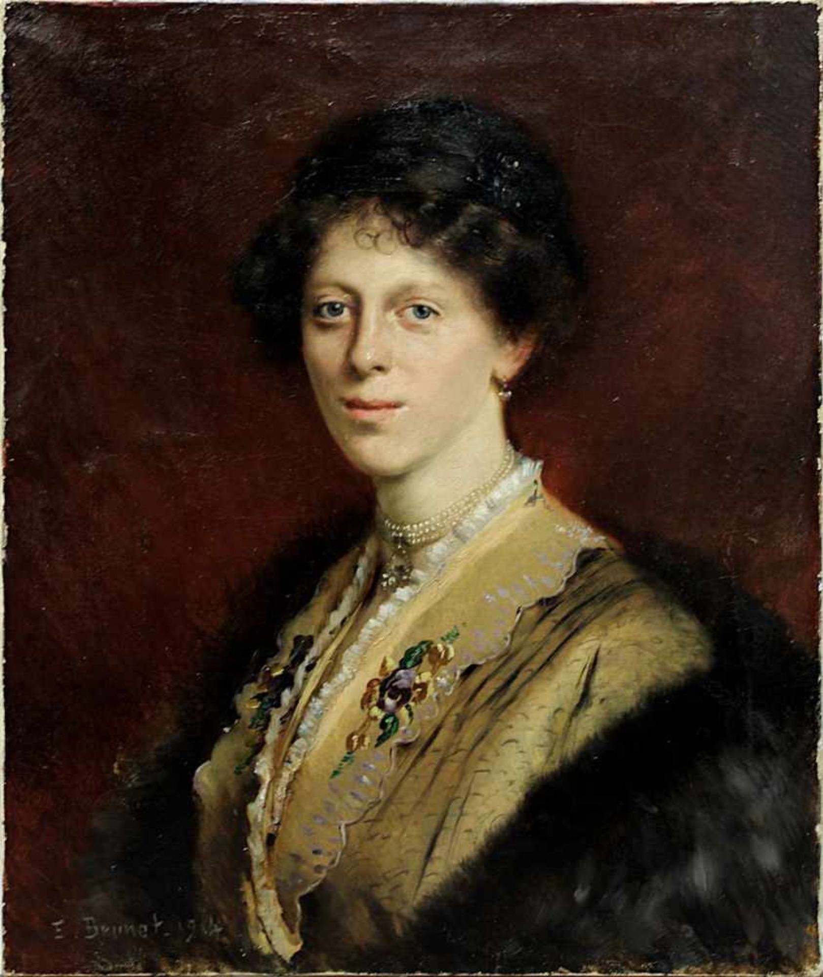 Brunet, Émile Jean Marie (Frankreich 1896-1943), Portrait einer Dame mit Perlenkette und