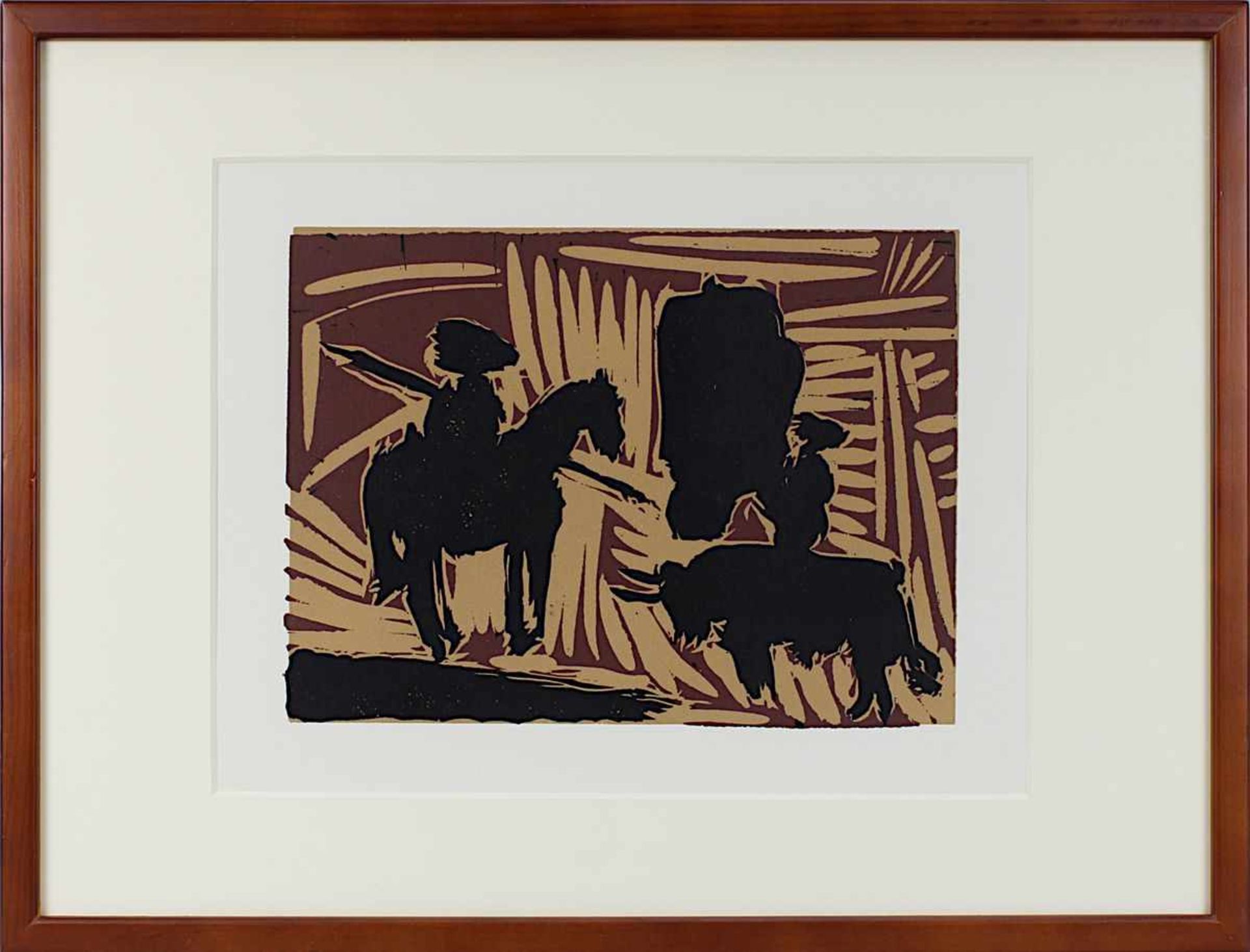 Picasso, Pablo (1881 Málaga - 1973 Mougins), Stierkampfszene, Linolschnitt für Cercle d'Art, Paris