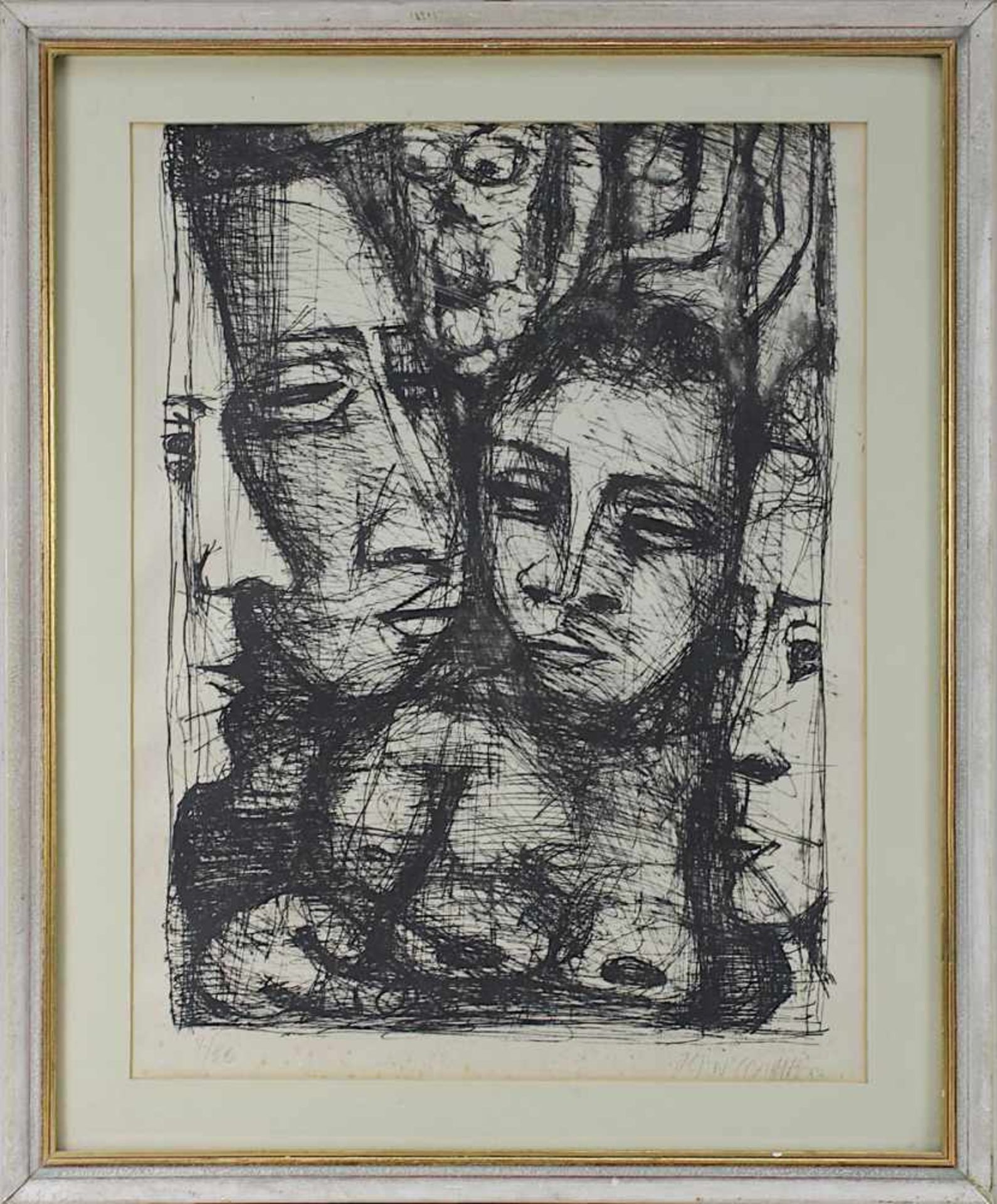 Schuler, Jean (St. Ingbert 1912 - 1984 Paris), Figuren, Köpfe und Gesichter, Radierung 1952, am