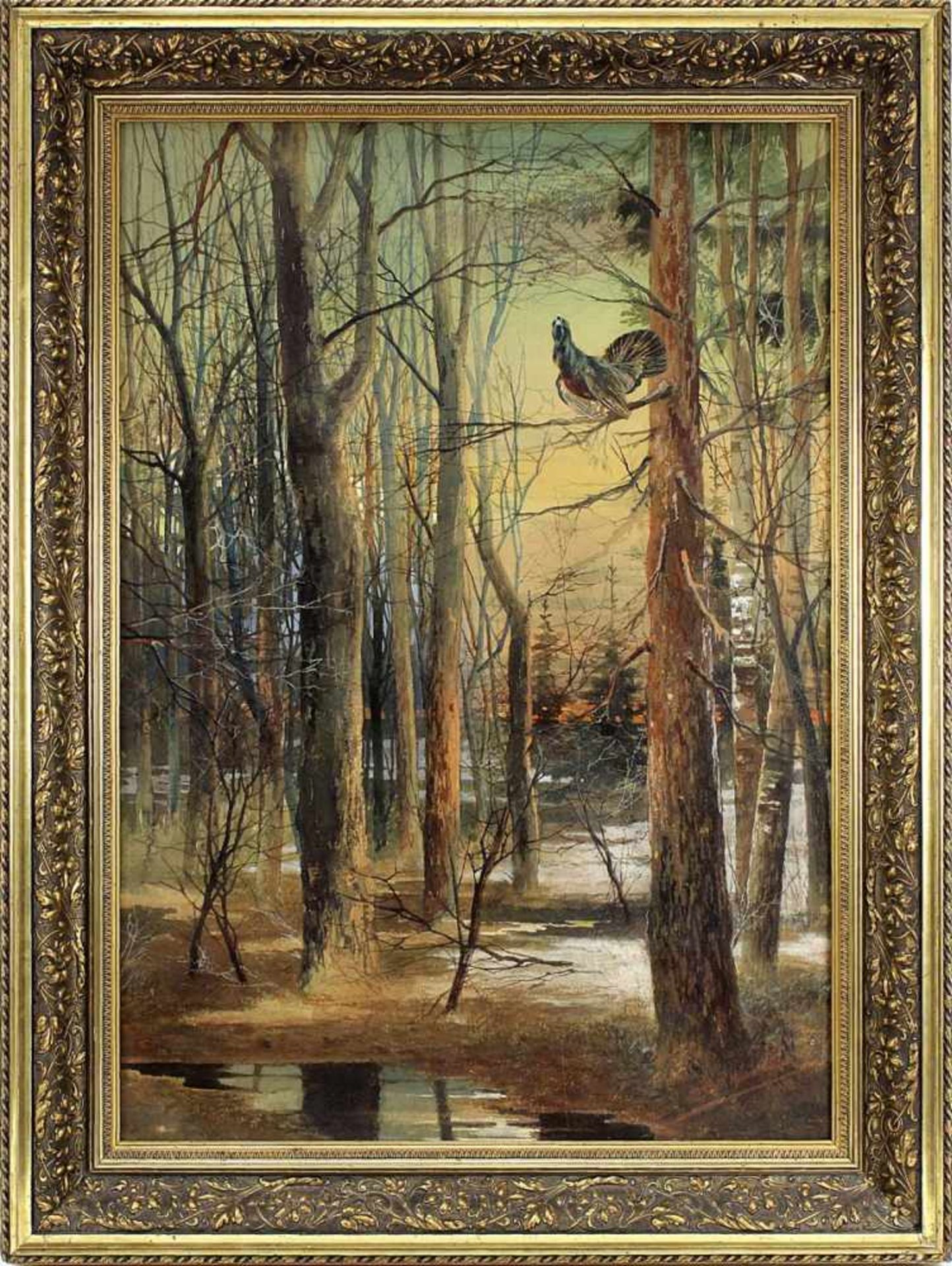 Russischer Maler (nach Einkaufsbeleg von 1967), Waldlandschaft mit Birkhahn, 1894, rechts unten