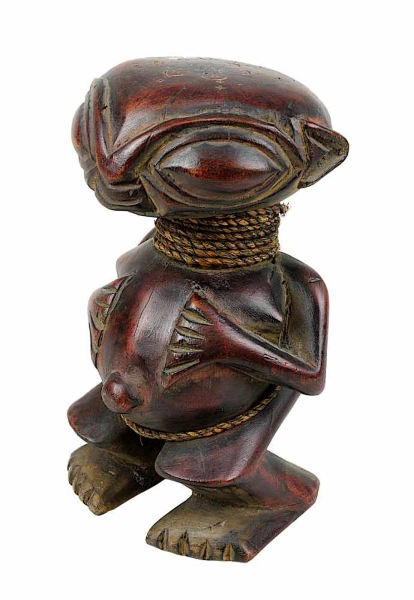 Figur der Pygmäen, Tikar, Kamerun, weibliche Figur aus dunkel gebeiztem hartem Holz, großer
