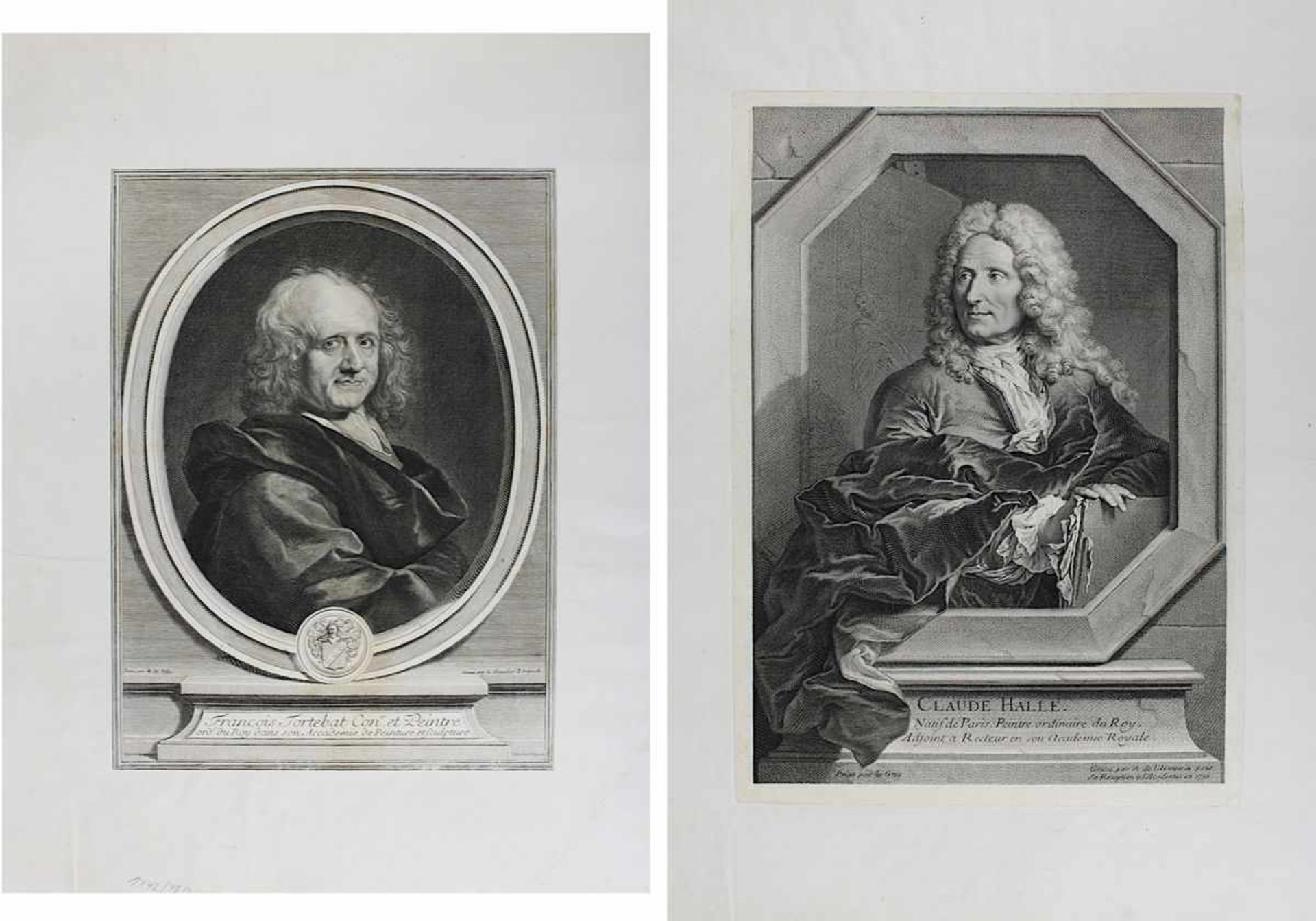Zwei Kupferstiche von französischen Malern, 1.H.18.Jh.. Francois Tortebat, gest. von Edelinck nach