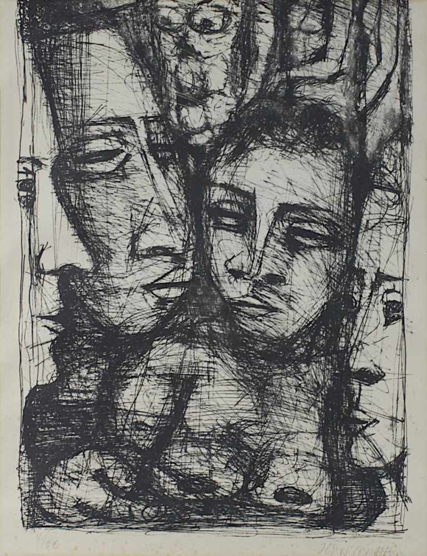 Schuler, Jean (St. Ingbert 1912 - 1984 Paris), Figuren, Köpfe und Gesichter, Radierung 1952, am - Bild 2 aus 2