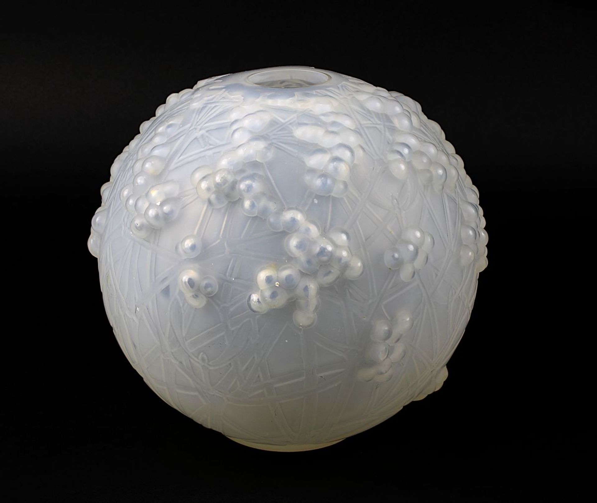 Lalique Vase Druides um 1924, René Lalique, Wingen-sur-Moder, runder Glaskörper aus hellblauem