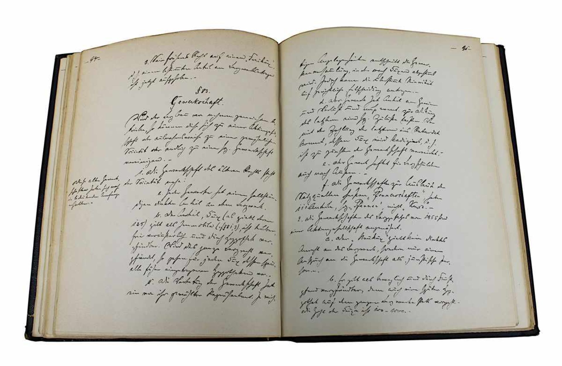 Zwei handschriftliche Bücher zum deutschen Recht, wohl Vorlesungsmitschriften 1883/84, ein Buch " - Bild 2 aus 2
