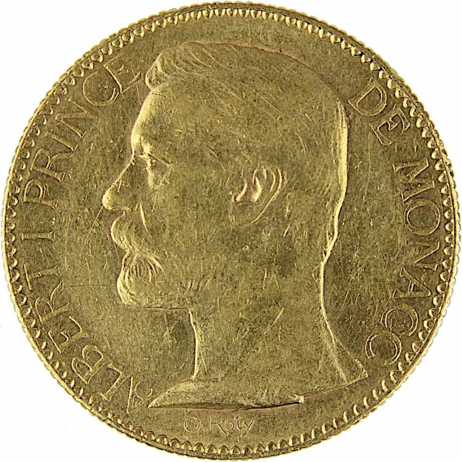 Goldmünze zu 100 Francs, Monaco 1896, A, 900er Gold, 32,2 g, Durchmesser 35 mm, Erhaltung sehr schön - Bild 2 aus 3