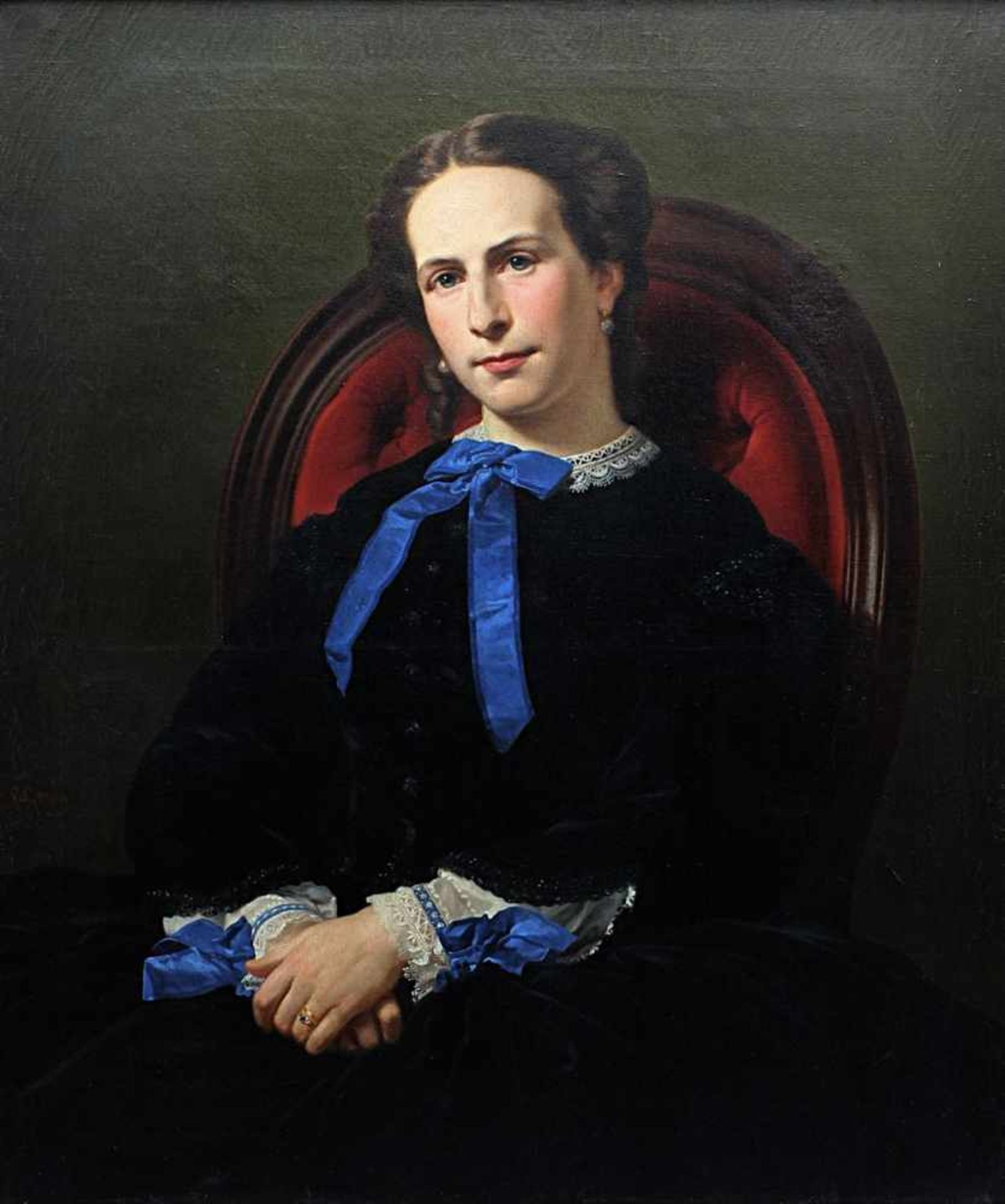 Gonin, Francesco (Turin 1808 - 1889 Giaveno), Halbporträt einer Dame der Gesellschaft, Öl auf - Bild 2 aus 5