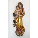 Marienfigur mit Jesusknaben, wohl Oberamergau, 2. H. 20. Jh., Holz geschnitzt und farbig gefasst,