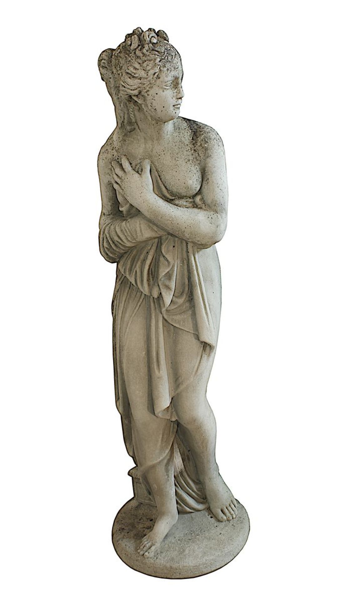 Gartenfigur Junge Schöne, 2. Hälfte 20. Jh., nach antikem Vorbild, Steinguss mit schöner