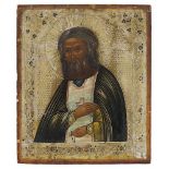 Ikone, Heiliger Sergei von Radonesch, Russland Ende 19. Jh., Tempera auf Holz, 31 x 26 cm,