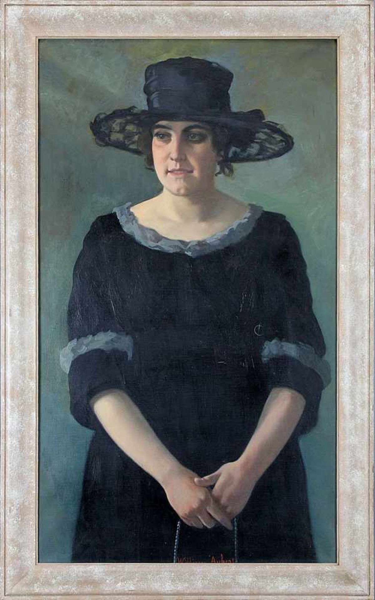 Aubert, William Victor (Schweiz 1856-1942), Dreiviertelporträt einer jungen Frau im schwarzen