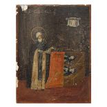 Ikone, Heiliger Mönch Sergius von Radonesch, Russland Mitte 19. Jh., Öl auf Holz, Darstellung des