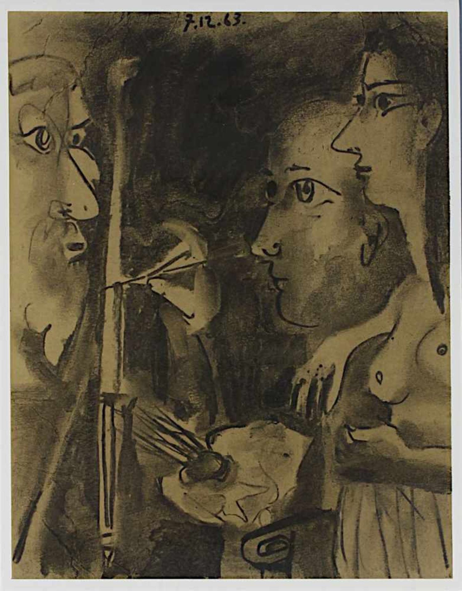 Picasso, Pablo (1881 Málaga - 1973 Mougins), Maler und Modell, Farblithographie bei Mourlot, Paris - Bild 2 aus 2