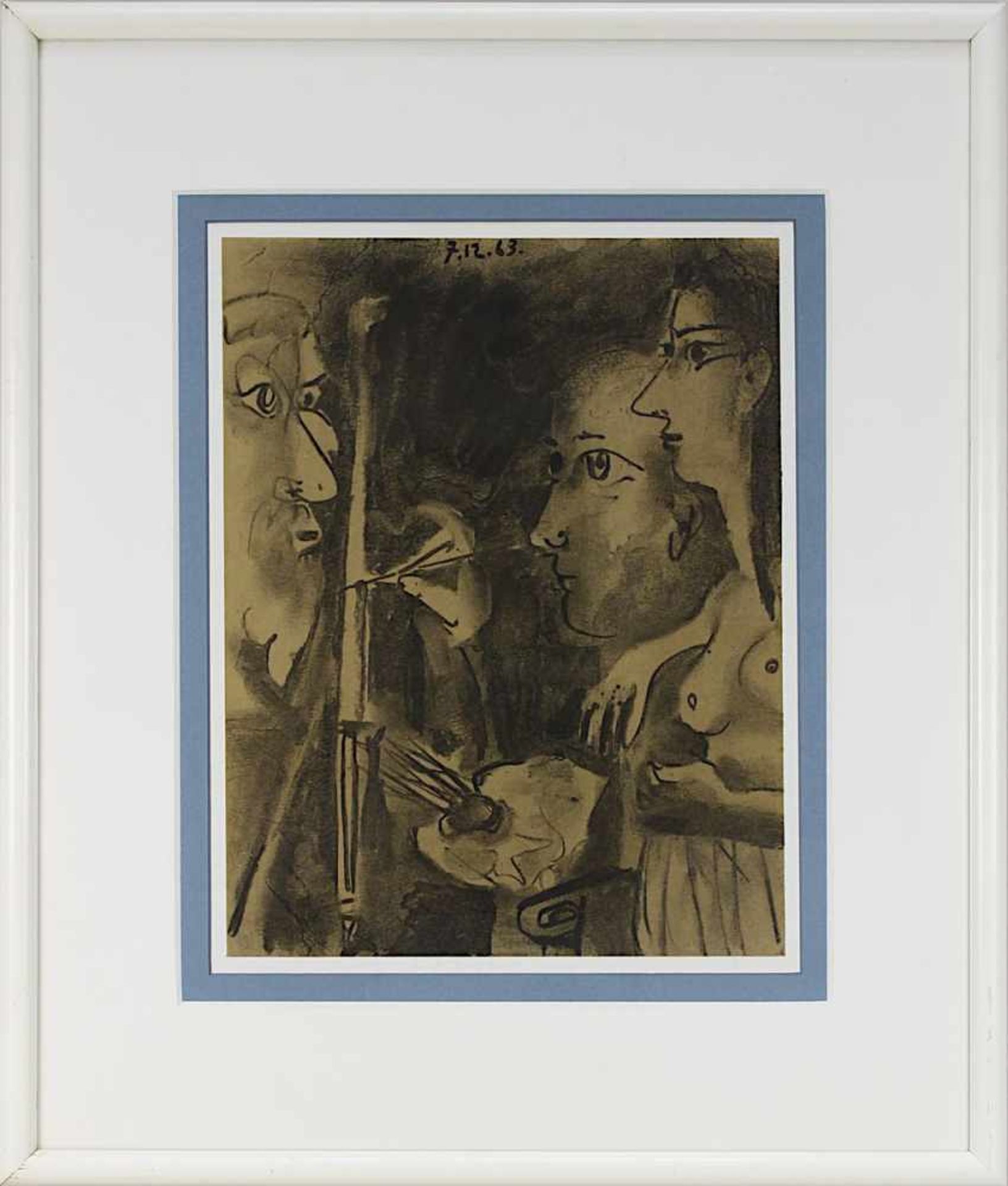 Picasso, Pablo (1881 Málaga - 1973 Mougins), Maler und Modell, Farblithographie bei Mourlot, Paris