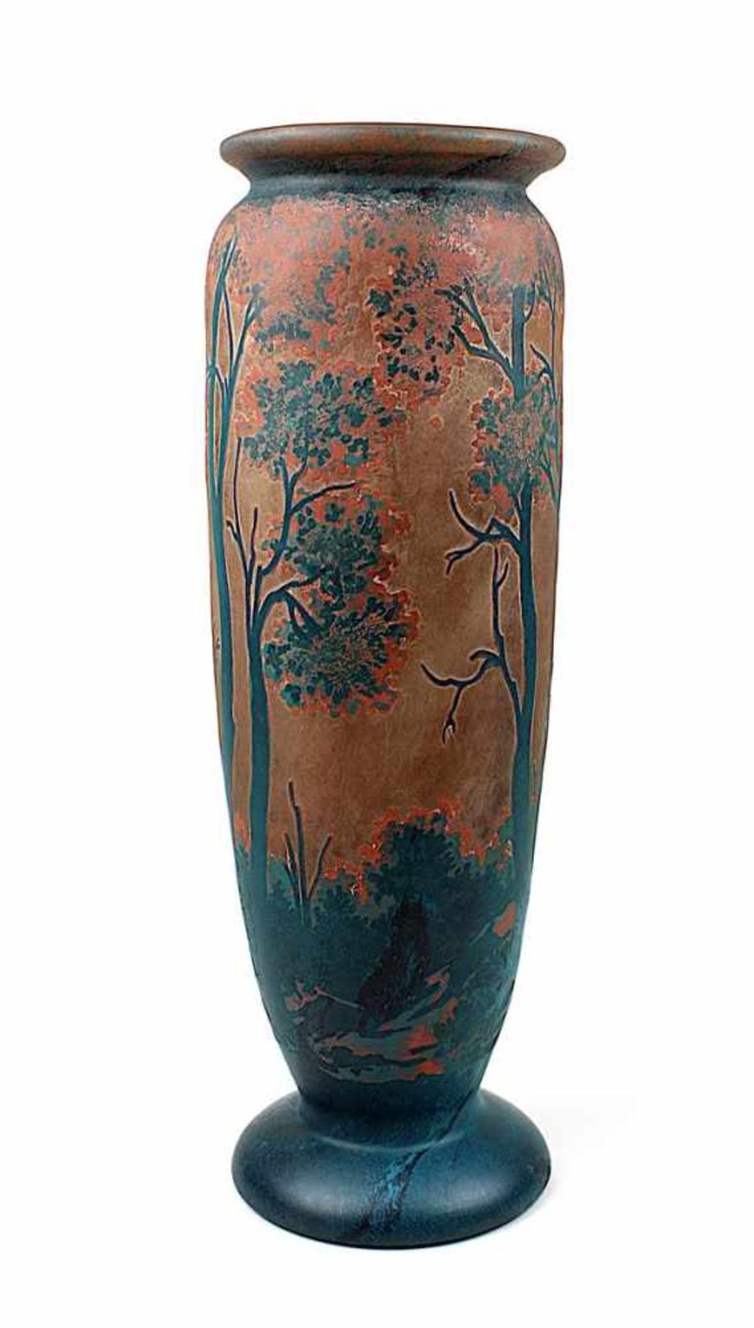 Daum-Vase, Jugendstil, Nancy 1908-10, langgezogener Klarglaskörper, flacher Fuß und mit kurz - Image 2 of 3