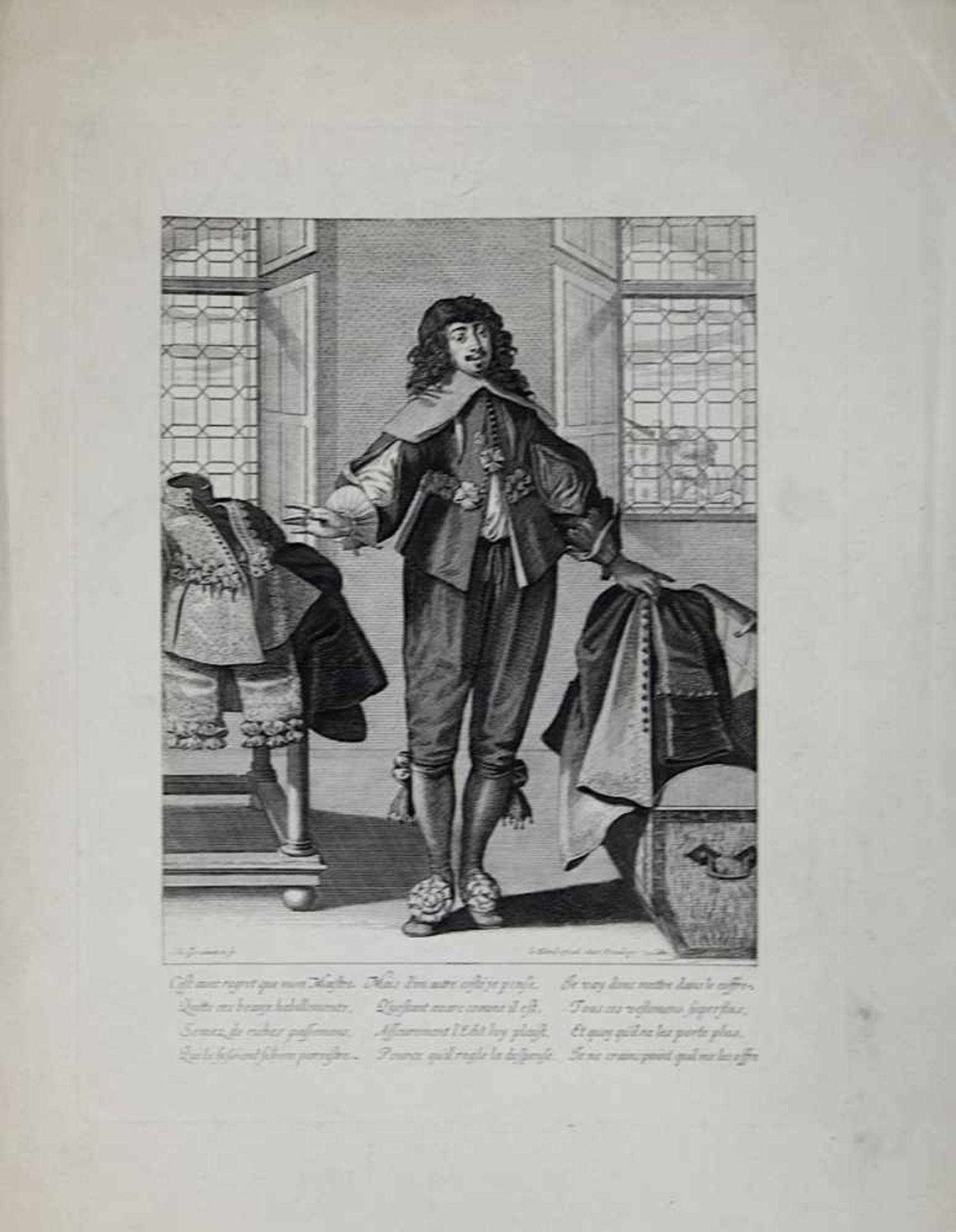 Kavalier des 17.Jh., Kupferstich von Jean Le Blond nach Abraham Bosse (1604 - 1676), 2.H.17.Jh., mit