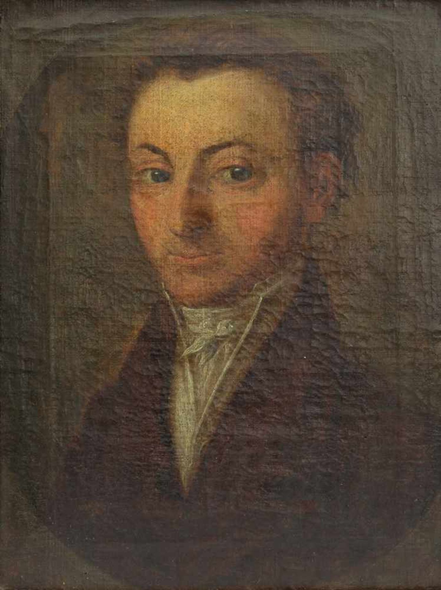 Porträtmaler um 1800, Porträt eines vornehmen Herren, Öl/Lwd., 32,5 x 24,5 cm, Craquelé, - Bild 2 aus 3