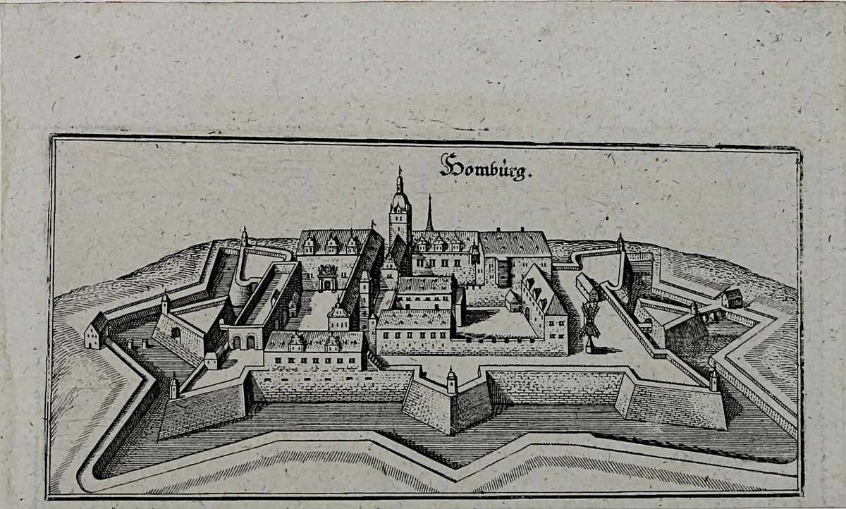 Sieben Grafiken, meist Saarland: Homburg und Philipsborn, jeweils Kupferstich von M. Merian, um - Image 5 of 9