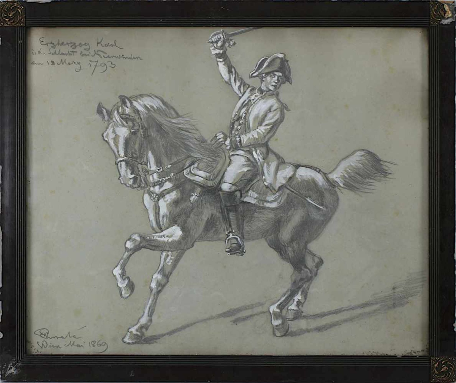 Emelé, Wilhelm (Buchen 1830 - 1905 Freiburg), "Erzherzog Karl in der Schlacht bei Neerwinden", am