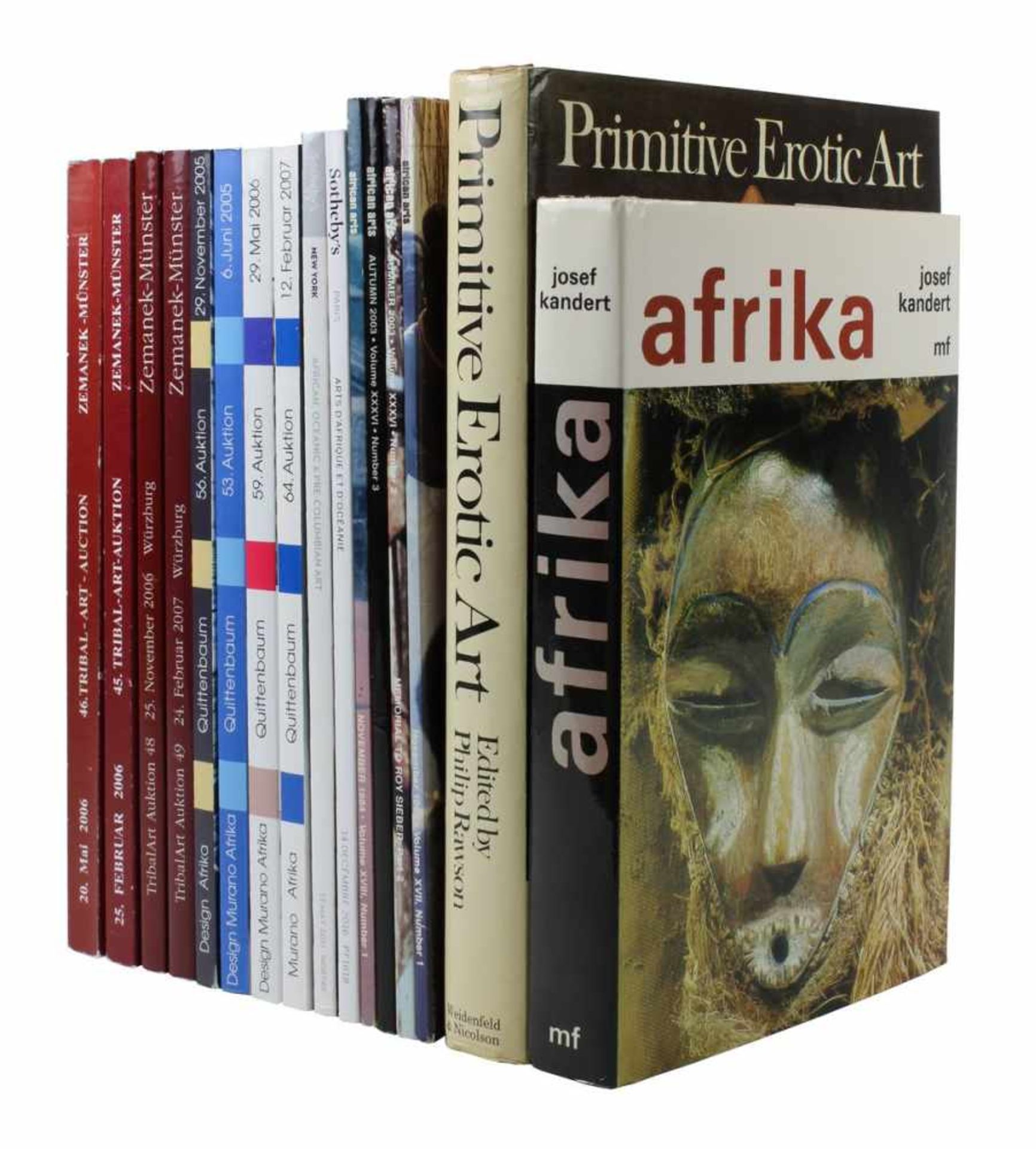Fünfzehn Kataloge und zwei Bücher zu afrikanischer Kunst: 4 Kataloge Zemanek-Münster 2006 und