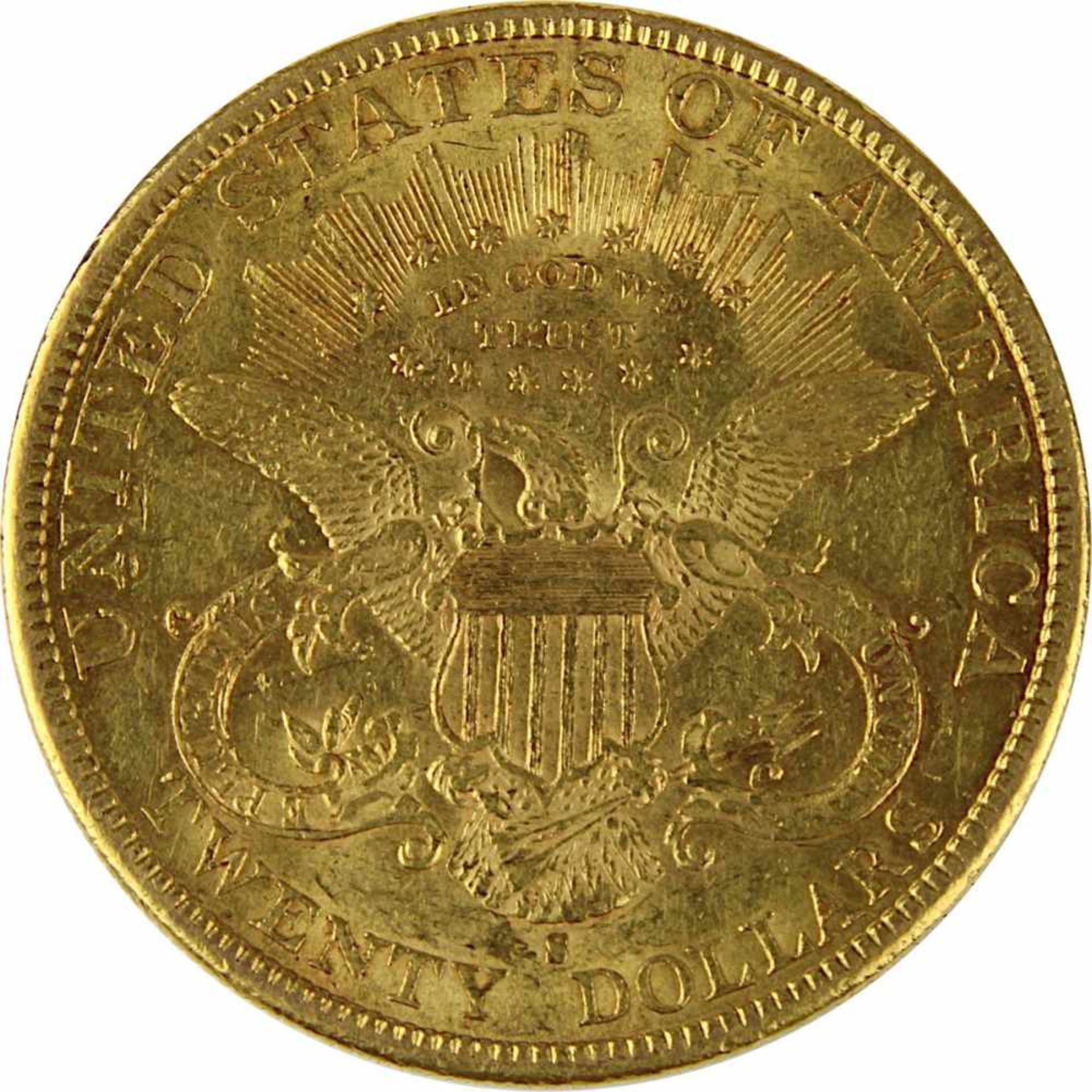Goldmünze zu 20 Dollar, USA 1894, 900er Gold, Gewicht 1 Unze Feingold, Coroned Head / Eagle, - Bild 3 aus 3