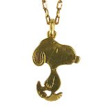 Gelbgold-Anhänger Snoopy, 750 Gelbgold gepunzt, Gewicht 1,78 g, dazu Doublékette. 1776-013