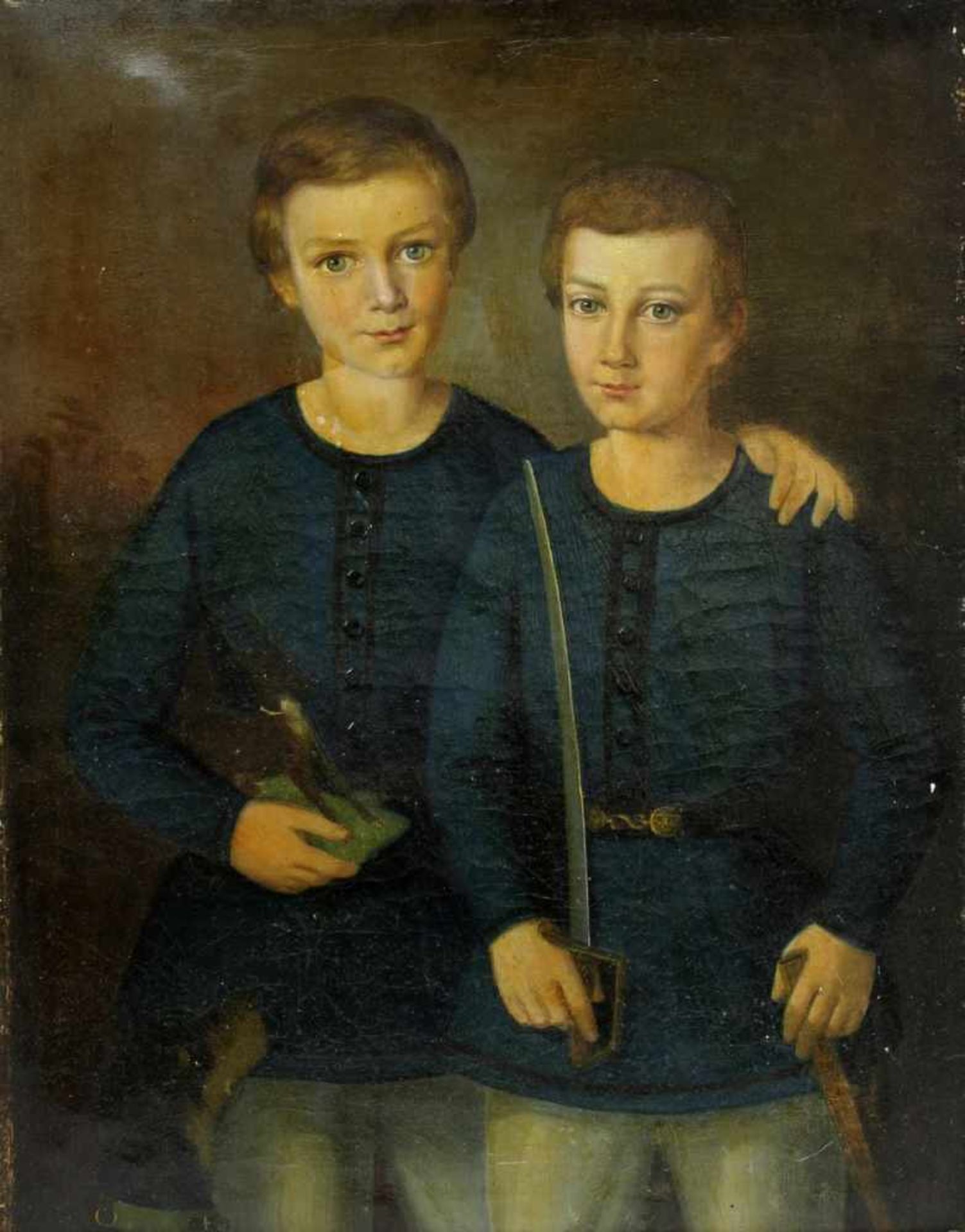 Porträtmaler 19.Jh., Dreiviertelportäts des Ludwig (1844-1917) und des Eduard (1845-1891) von - Bild 2 aus 2