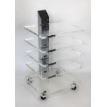 Stereo-Regal, Hifi Rack Vintage High End, Plexiglas, 5 Etagen, anmontiert an verchromtes