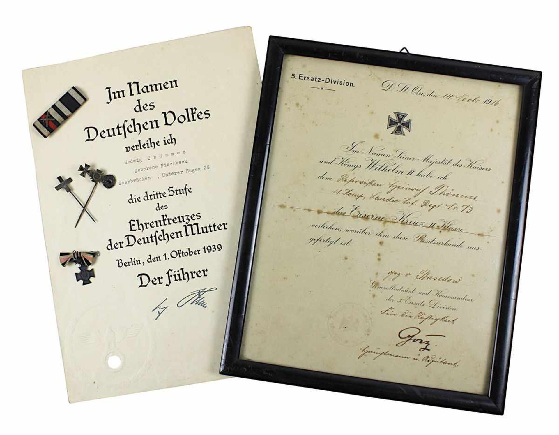Konvolut Miniaturorden, Erster Weltkrieg: Eisernes Kreuz, Ehrenkreuz des Weltkrieges mit