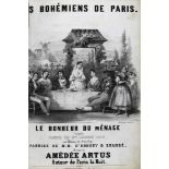 Sammelband mit zahlreichen Liedern, Paris um 1840, jeweils dekorativer lithographierter Titel, mit