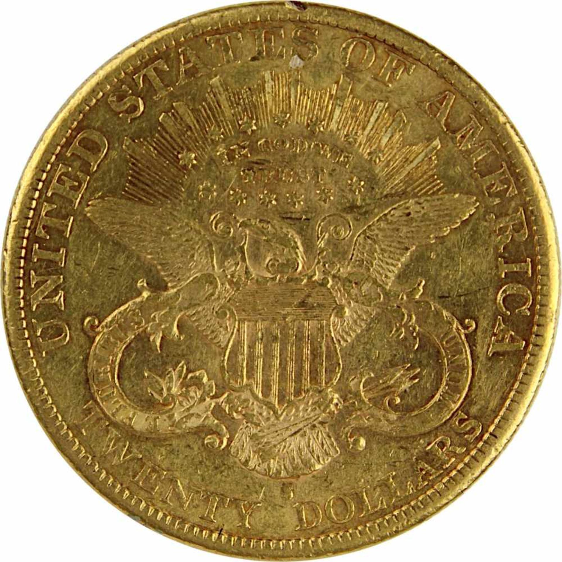 Goldmünze zu 20 Dollar, USA 1891, 900er Gold, Gewicht 1 Unze Feingold, Coroned Head / Eagle, - Bild 3 aus 3