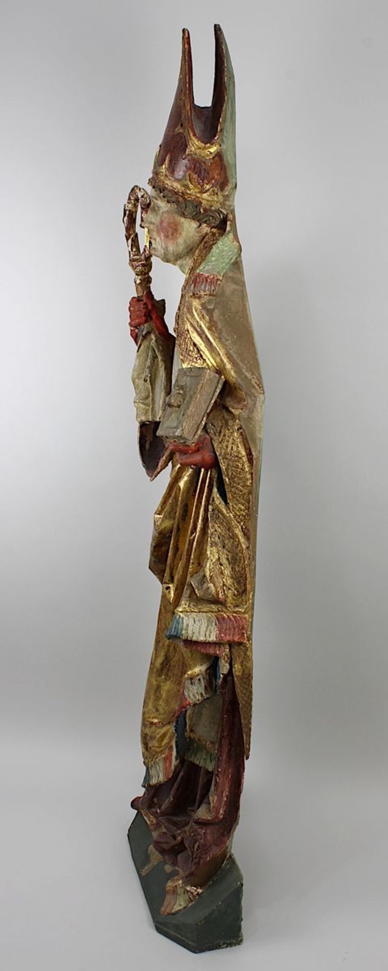 Heiliger Nikolaus, Gussfigur nach spätgothischem Vorbild, farbig und goldgefasst, - Bild 2 aus 3