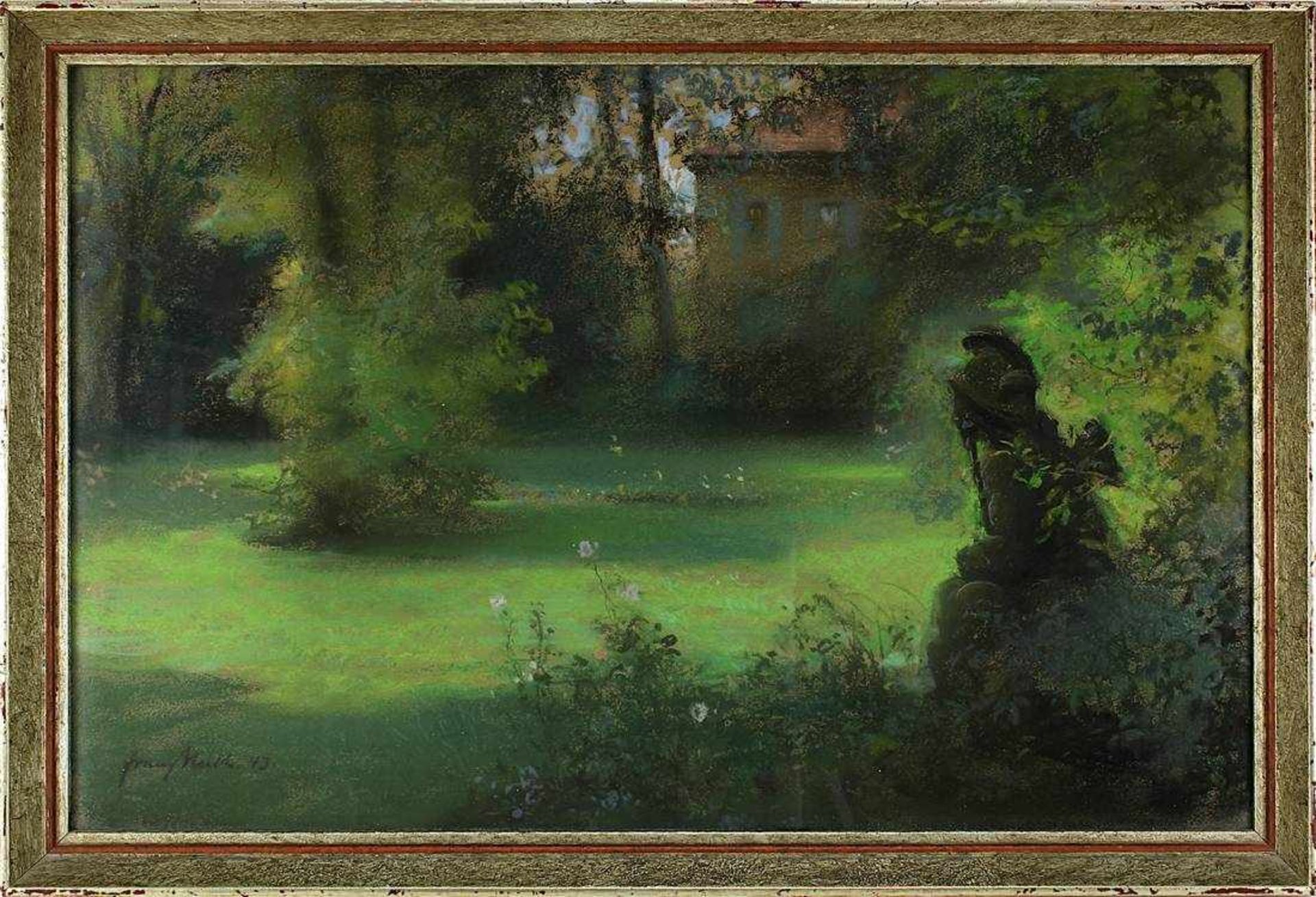 Huth, Franz (Pößneck 1876 - 1970 Weimar), deutscher Pastellmaler, Im Garten des Kurpfälzischem