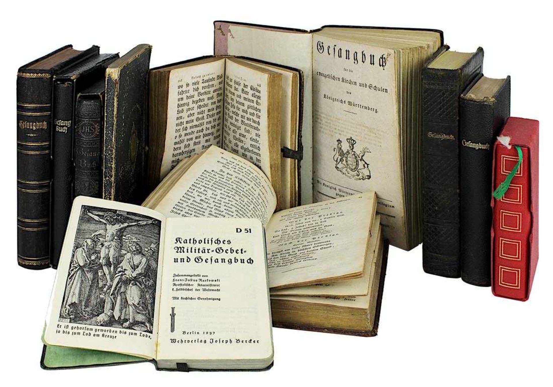 11 Gebet- und Gesangbücher 1814 - 1977, u.a. Euler "Feierliche Gottesverehrungen in der katholischen