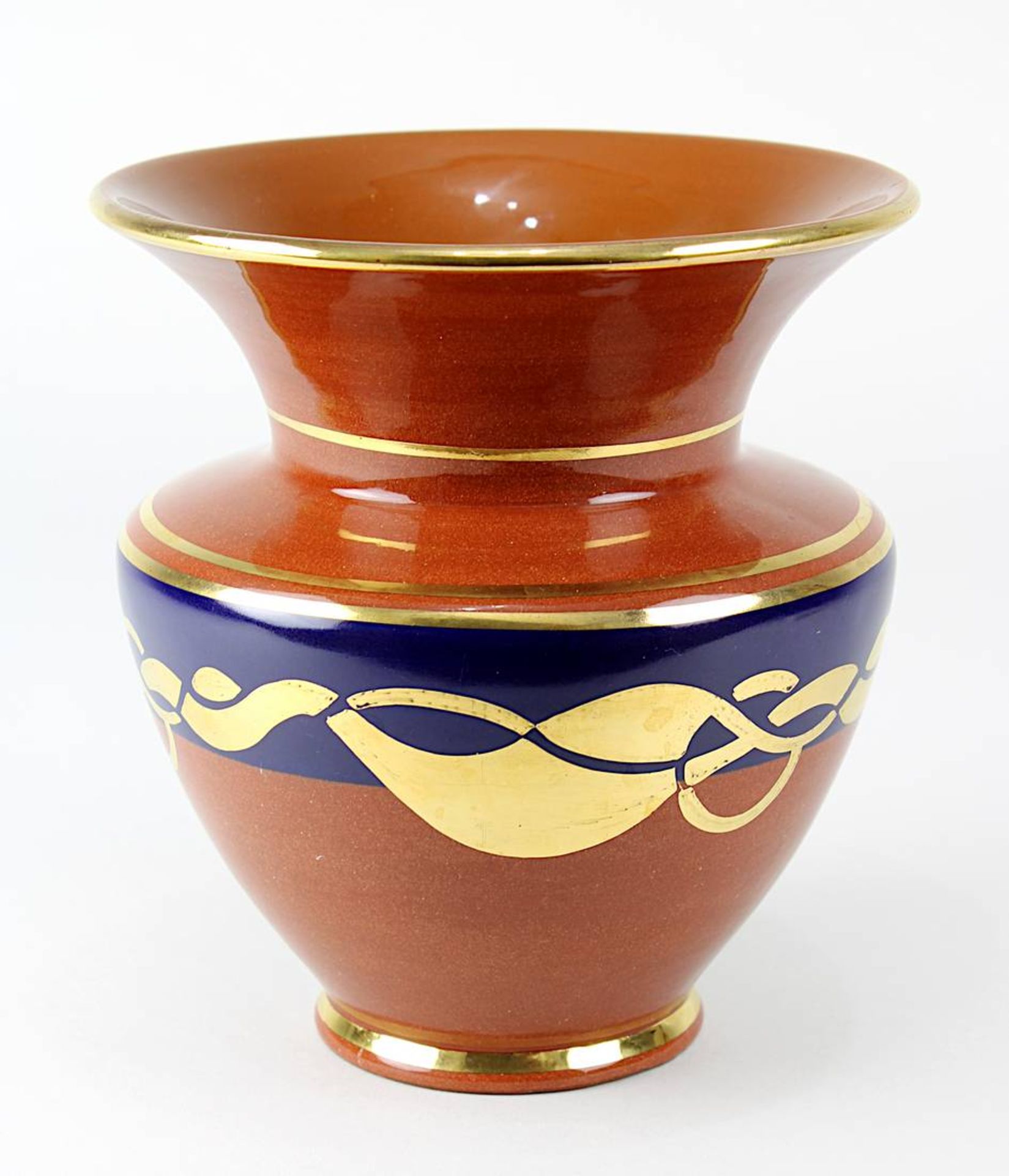 Vase, Cadinen 1920er/1930er Jahre, Modell Professor Haffenrichter, Majolika, roter Scherben, Dekor