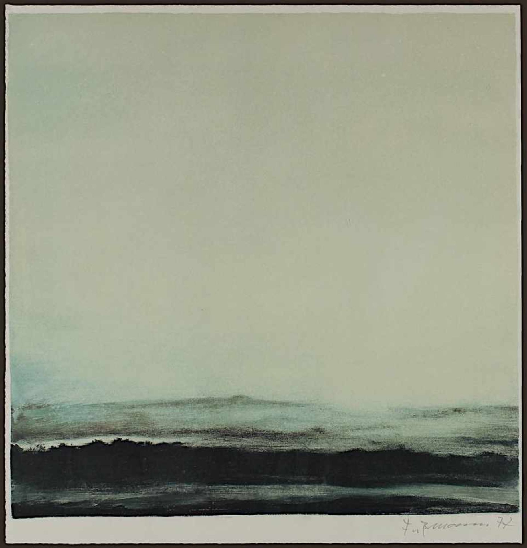 Fußmann, Klaus (geb. 1938 in Velbert), Abstrakter Blick auf eine Landschaft, Farblithographie, - Bild 2 aus 2