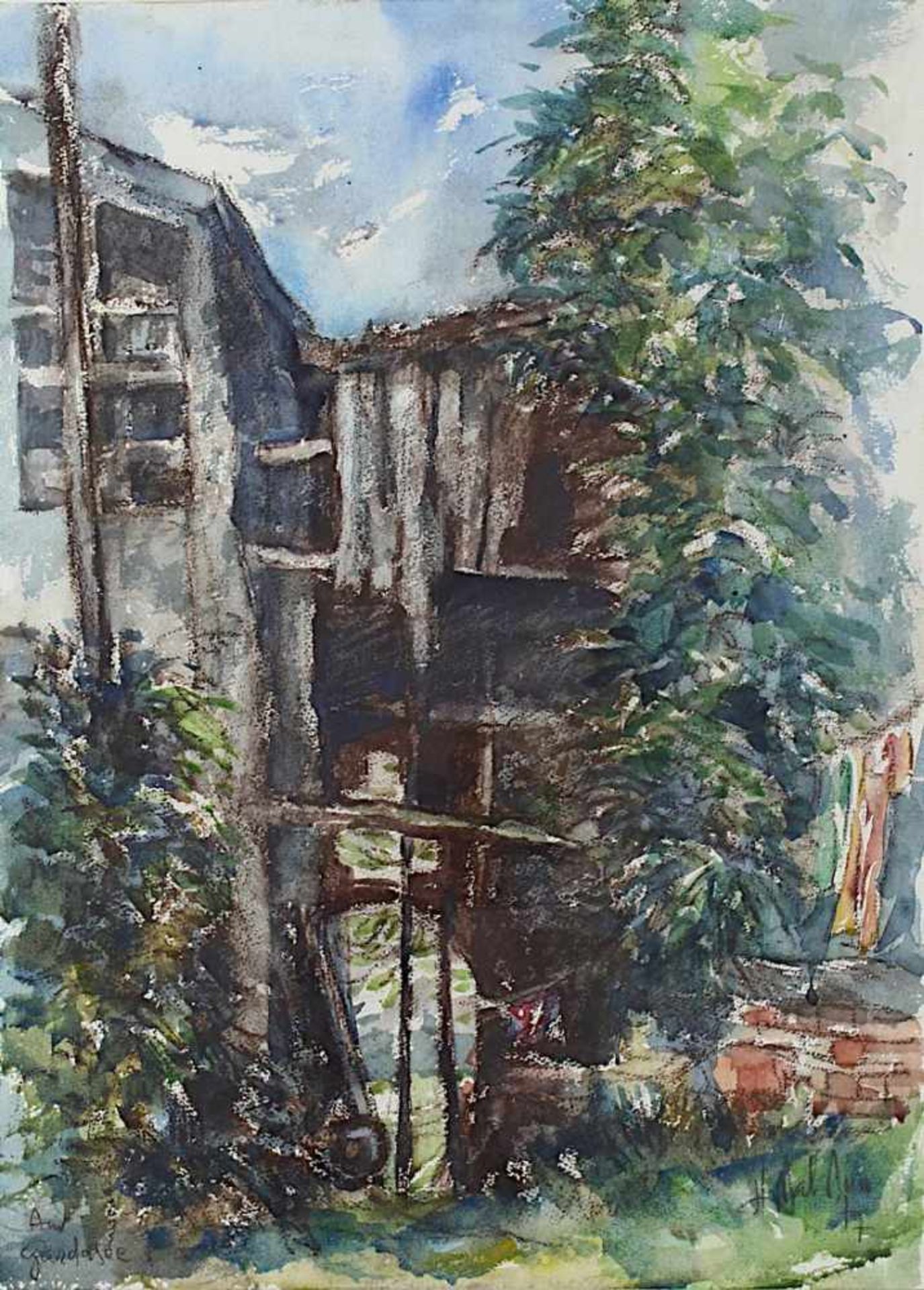 Dahlem, Hans (Blieskastel 1928 - 2006 Saarbrücken) "Am Gardasee", Aquarell, am unteren Rand - Bild 2 aus 2