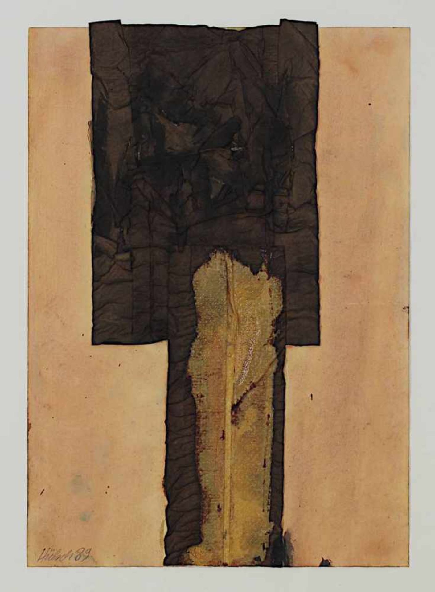 Hübsch, Horst (Saarbrücken 1952 - 2001 Homburg), ohne Titel - Komposition, Collage mit Aquarell, - Image 2 of 2